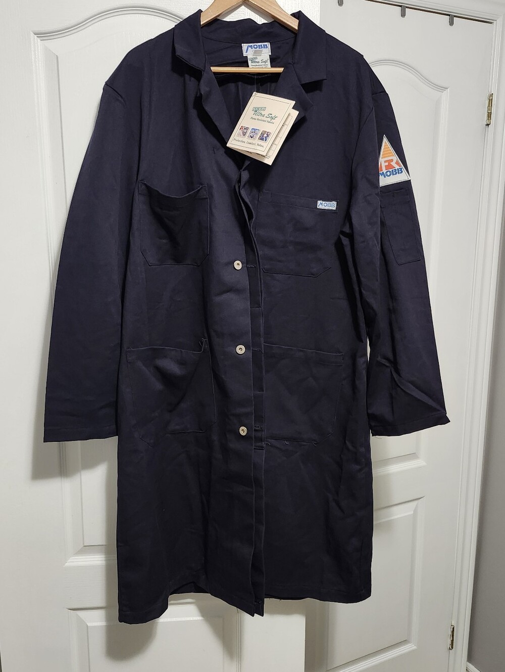 Mobb Uniform Flame Resistant Shop Coat Industrial Workwear Westex Ultra Soft LRG